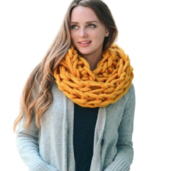 Mustard Large Knit Infinity Scarf - Picture 2 of 2